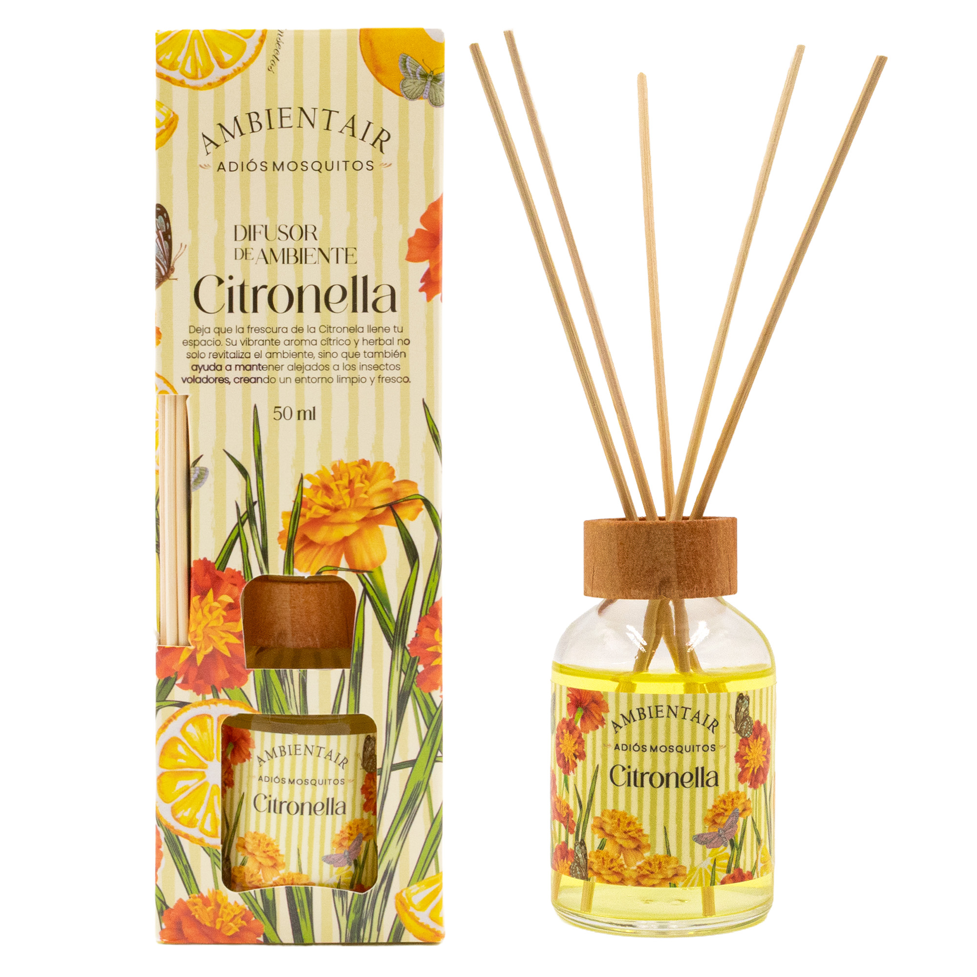 Difusor de Varillas Citronela Ambientair | Aromatizante Antimosquitos para Hogar