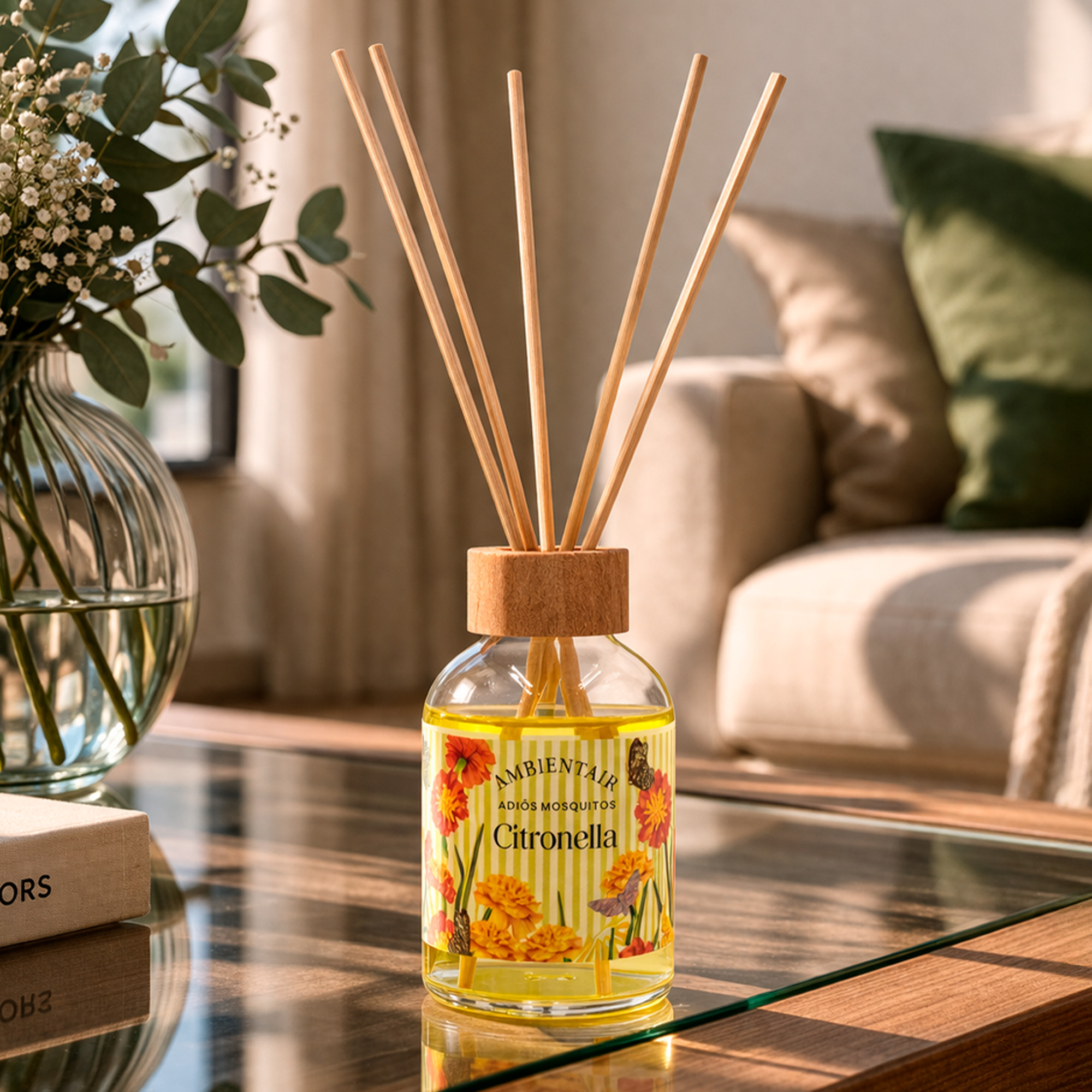 Difusor de Varillas Citronela Ambientair | Aromatizante Antimosquitos para Hogar - Imagen 2