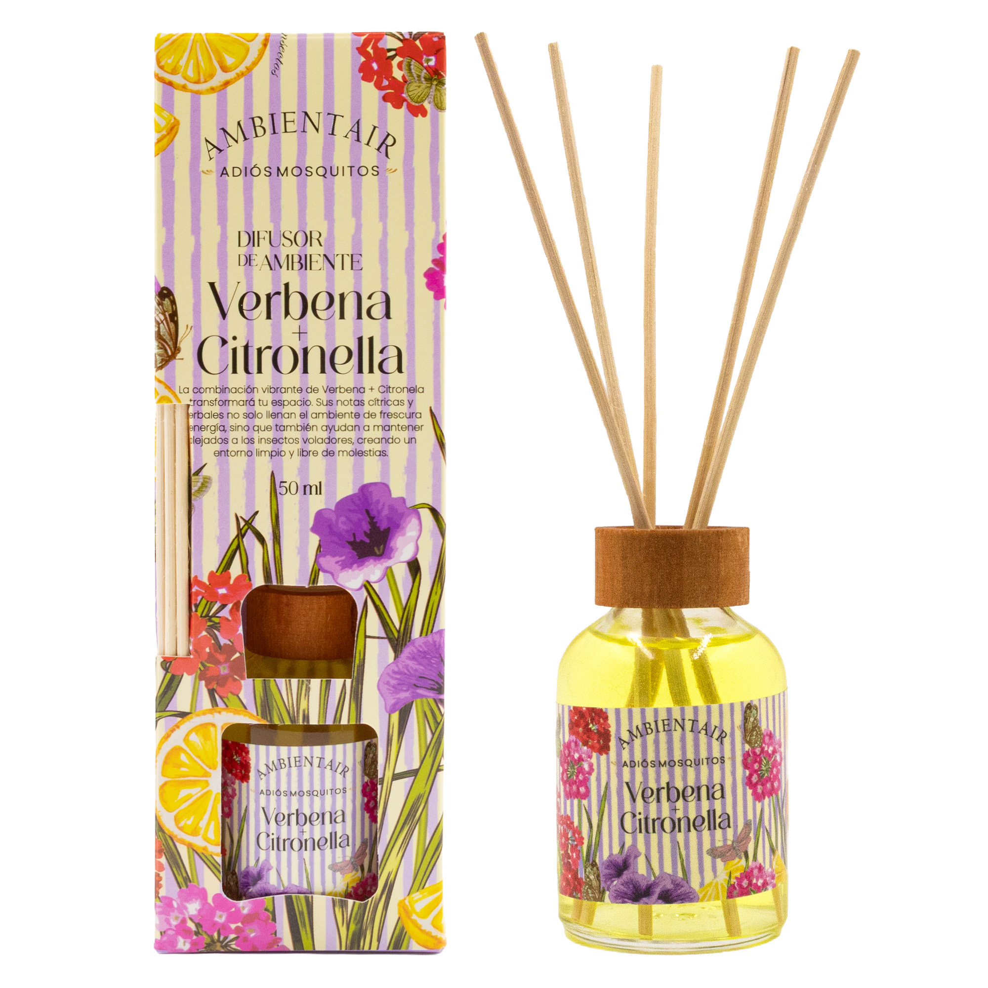 Difusor de Varillas Verbena & Citronela Ambientair | Aromatizante Antimosquitos para Hogar